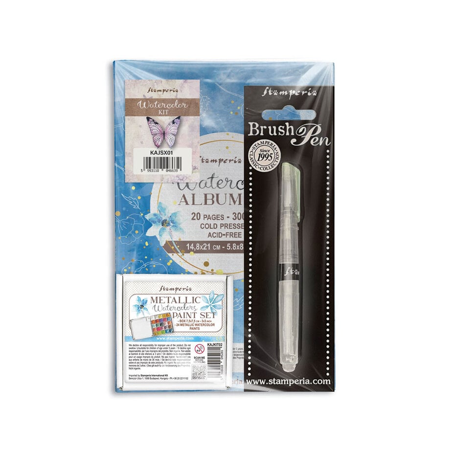 Stamperia - Watercolor Kit (Metallic Watercolors/Album/Brush Pen)