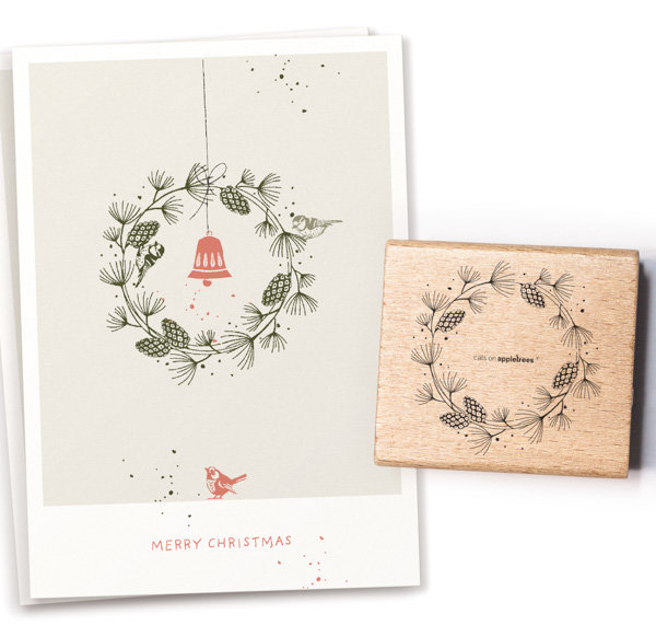 cats on appletrees - Stempel Pinienkranz