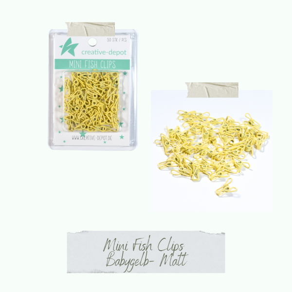 Creative Depot - Mini Fish Clip - Babygelb - Matt - 50 Stück 