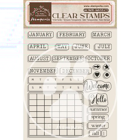 Stamperia- Create Happiness Christmas Clear Stamps Calendar, Monthly
