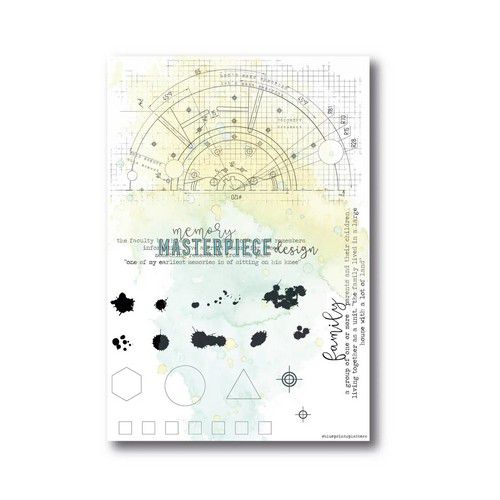 Masterpiece Clear Stampset - Blueprint Splatters 4x6
