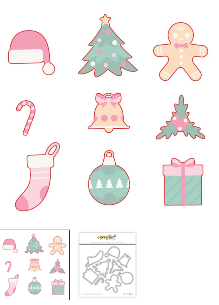 Honey Bee - Very Merry - Honey Cuts - Coordinating Dies