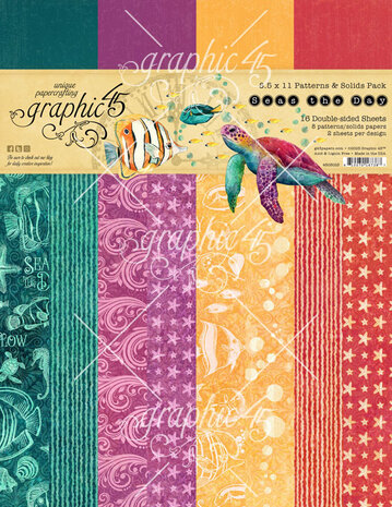 Graphic 45 Seas the Day 8,5x11 Inch Patterns & Solids Pack