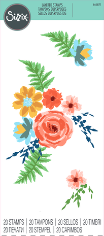 Sizzix - Layered Clear Stamps Painted Florals (20pcs) 