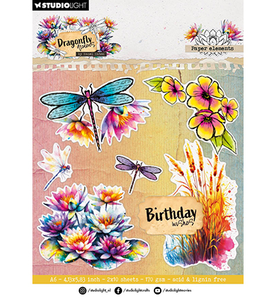 Studio Light - Die-Cut Paper Pad - Paper elements Dragonfly Dreams nr. 404