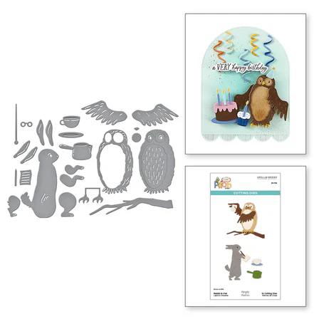Spellbinders - Rabbit & Owl Etched Dies from the Say Cheese Classic Pooh Birthday Collection by Simple Stories 
