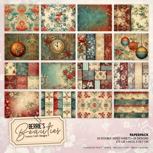 Paperpack - Berries Beauties - Christmas Patterns - A4 Paperpack - Berries Beauties - Christmas Patterns - A4