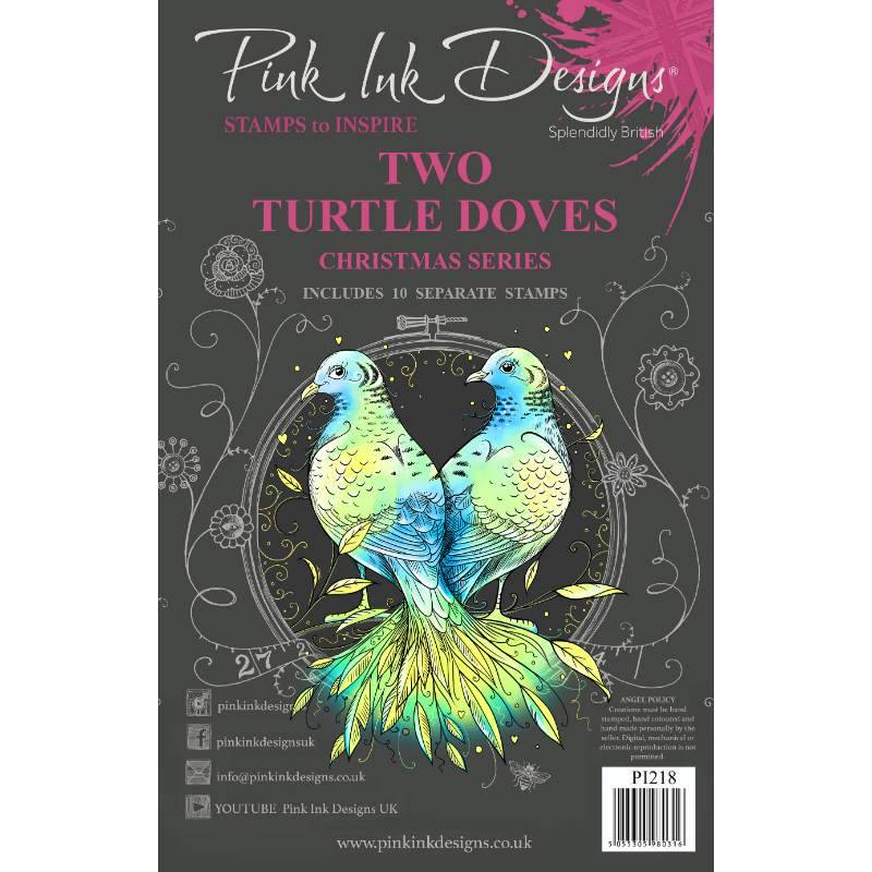 Pink Ink Designs Two Turtle Doves 6 in x 8 in Clear Stamp Set
