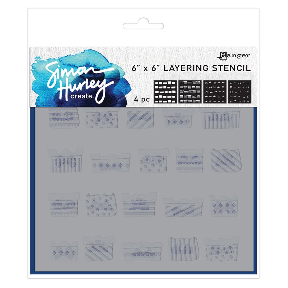 Simon Hurley create - Layering Stencils 6x6 Inch Gifted (4pcs)