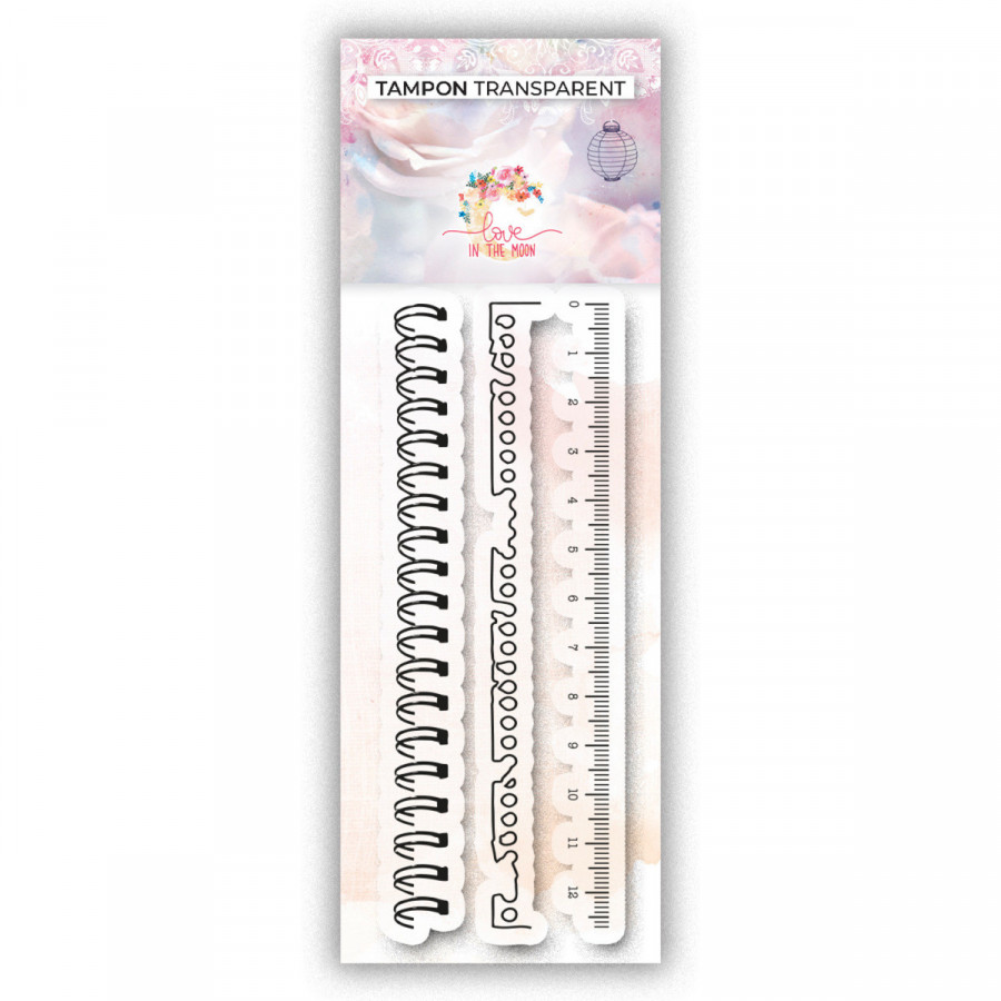 Pack of 5 clear stamps - Binding, Notebook and rule