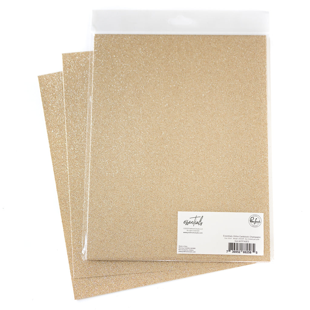 Pinkfresh Studio Essentials Glitter Cardstock  - Champagne