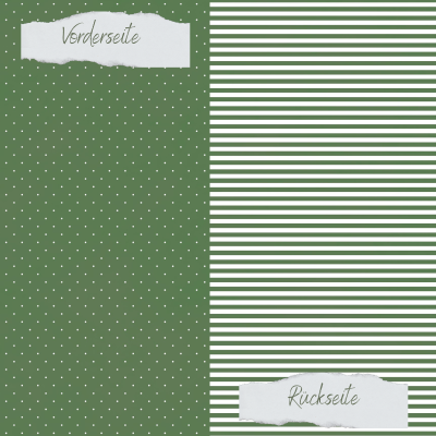 Creative Depot - Designpapier - Basic - Olive - Mini Pünktchen + Schmale Streifen - Doppelseitig bedruckt 