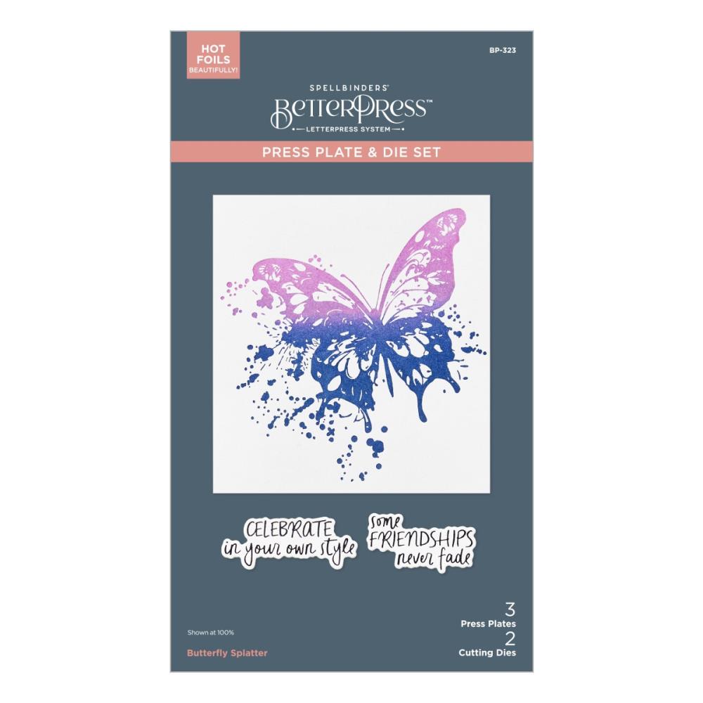 Spellbinders - BetterPress Plate & Die Set - Beautifully Imperfect, Bttrfly Splatter 