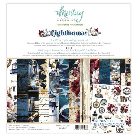Mintay - Lighthouse 12x12 Inch Scrapbooking Paper Set