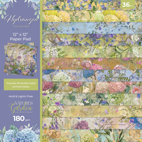 Crafter Companion - Hydrangea 12x12 Inch Paper Pad