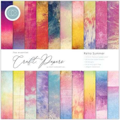 Craft Consortium - Essential Craft Papers 12x12 Inch Paper Pad Retro Summer