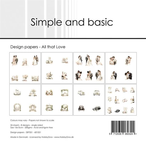 Simple and Basic Design Papers "All that Love" 6x6" 