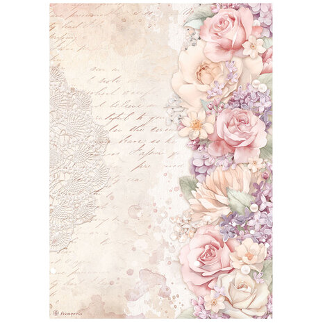 Stamperia - Romance Forever A4 Rice Paper Floral Border