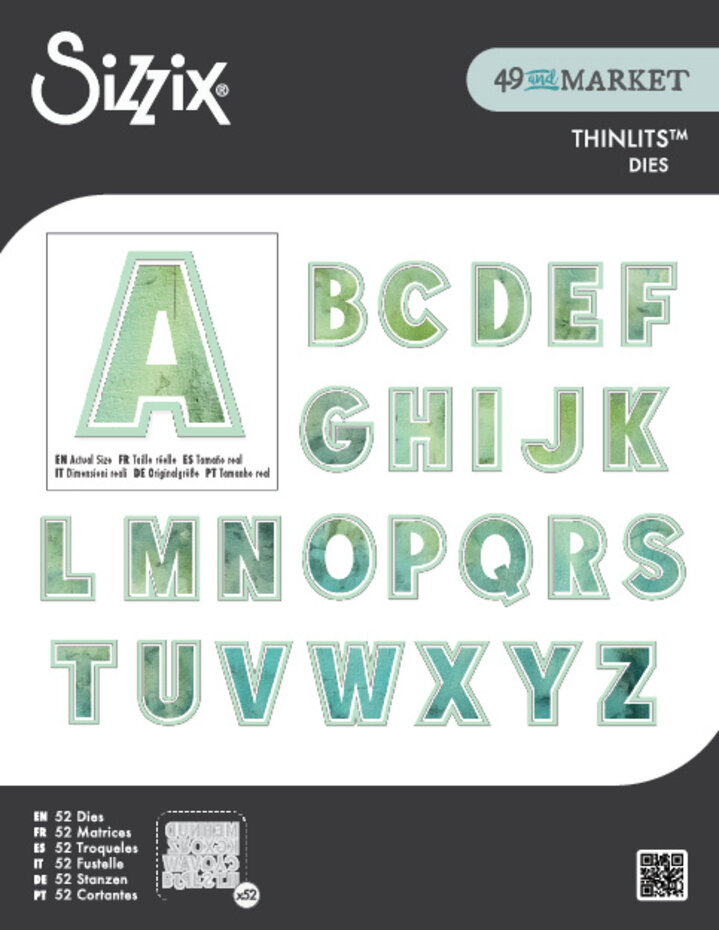 Sizzix - Thinlits Die by 49 and Market This or That 2 Inch Alphabet (52pcs)