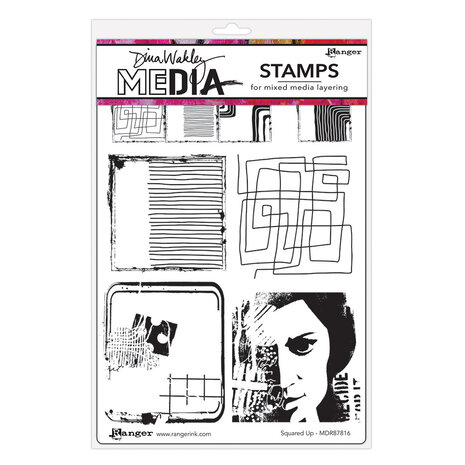 Ranger - Dina Wakley MEdia Cling Stamps Squared Up