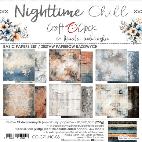 Craft O'Clock - Nighttime Chill 8x8 Inch Basic Papers Set Craft O'Clock - Nighttime Chill 8x8 Inch Basic Papers Set