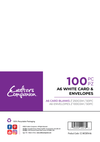 Crafter Companion - Card & Envelopes A6 White (100pcs) Crafter Companion - Card & Envelopes A6 White (100pcs)