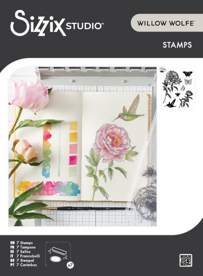 Sizzix - Studio Clear Stamps by Willow Wolfe Flowers and Creatures (7pcs)