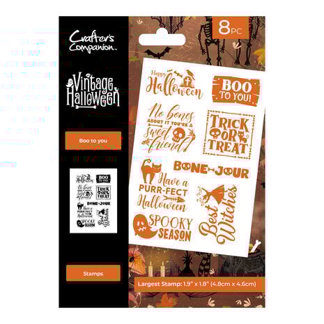 Crafters Companion - Vintage Halloween Clear Stamps Boo To You Crafters Companion - Vintage Halloween Clear Stamps Boo To You