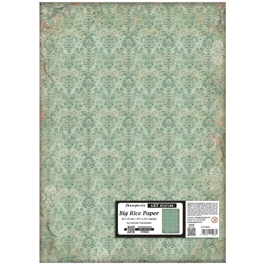 Stamperia - Art Stories 50x70cm Big Rice Paper Green Tapestry by Antonis Tzanidakis
