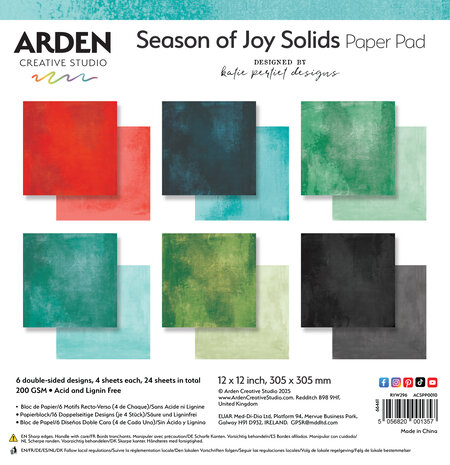 Arden Creative Studio - Season of Joy Solids 12x12 Inch Paper Pad  Arden Creative Studio - Season of Joy Solids 12x12 Inch Paper Pad