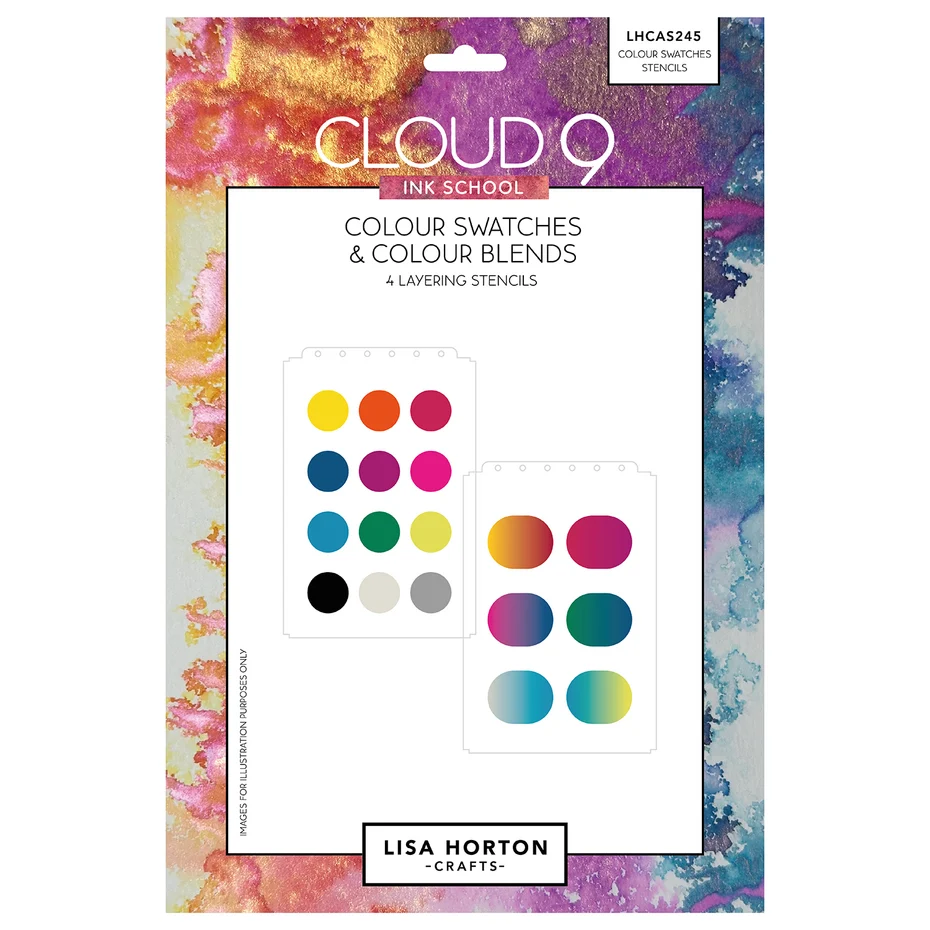 Lisa Horton Crafts - Cloud 9 Ink School Colour Swatches & Colour Blends Layering Stencils (4pcs)
