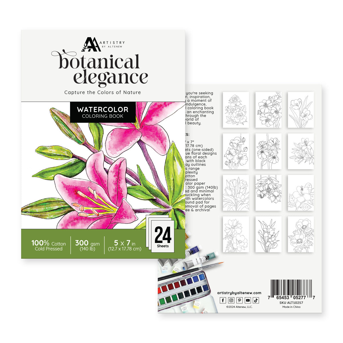 Altenew - Botanical Elegance: Capture the Colors of Nature Watercolor Coloring Book
