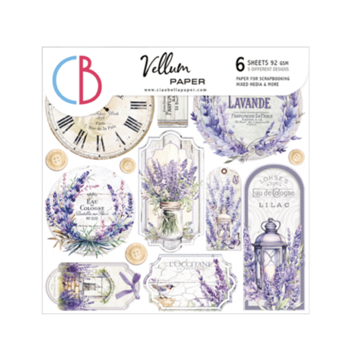 Ciao Bella - VELLUM MORNING IN PROVENCE FUSSY CUT 6"X6" 6/PKG