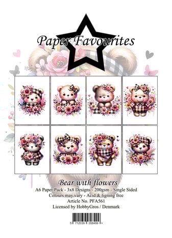 Paper Favourites - Bear With Flowers A6 Paper Pack