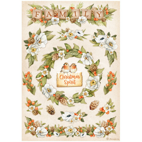 Stamperia - Winter Valley A4 Rice Paper Family Garlands
