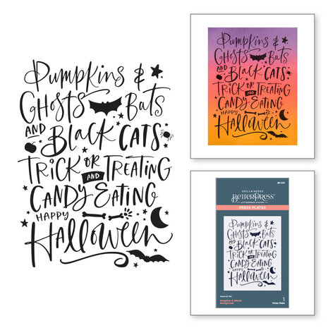 Spellbinders -BetterPress - Pumpkins & Ghosts Background Press Plates
