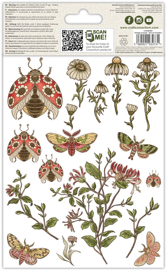 Craft Consortium - Vintage Summer Premium Rub-on Transfers Set by Olena Kovalova