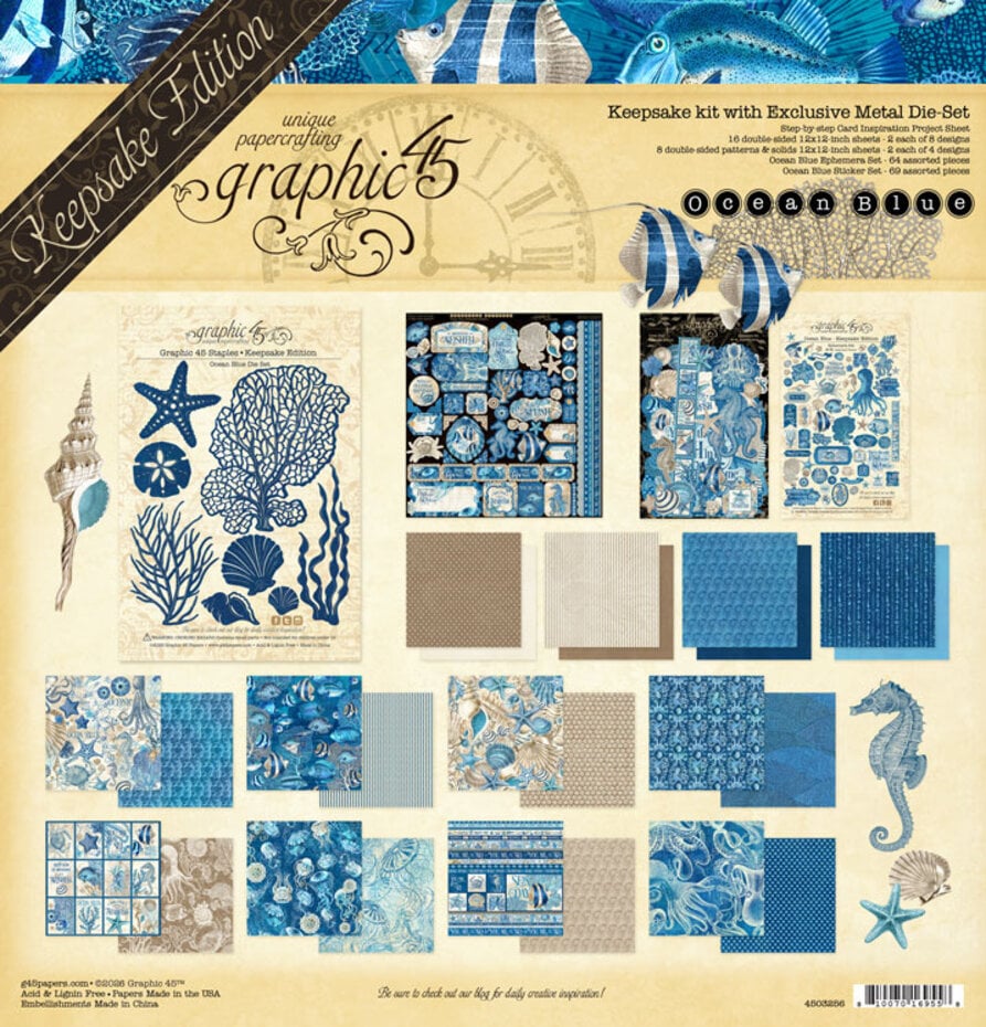 Graphic 45 - Ocean Blue Keepsake Kit with Exclusive Metal Die-Set