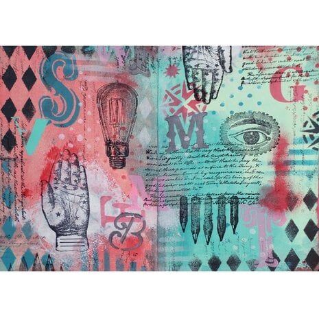 Sizzix Studio - Stitches - A5 Clear Stamp and Stencil Set By Mark Montano Kopie