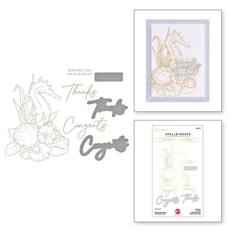 Spellbinders - Seahorse Floral Glimmer Hot Foil Plate & Die Set