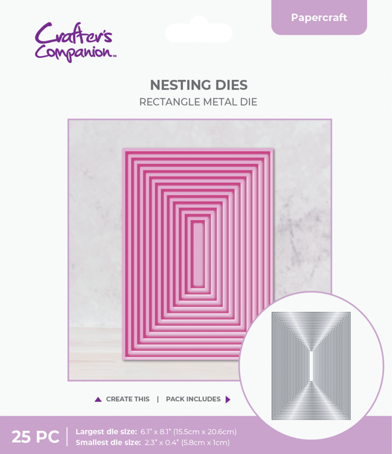 Crafters Companion - Nesting Metal Die 8 Inch Rectangle