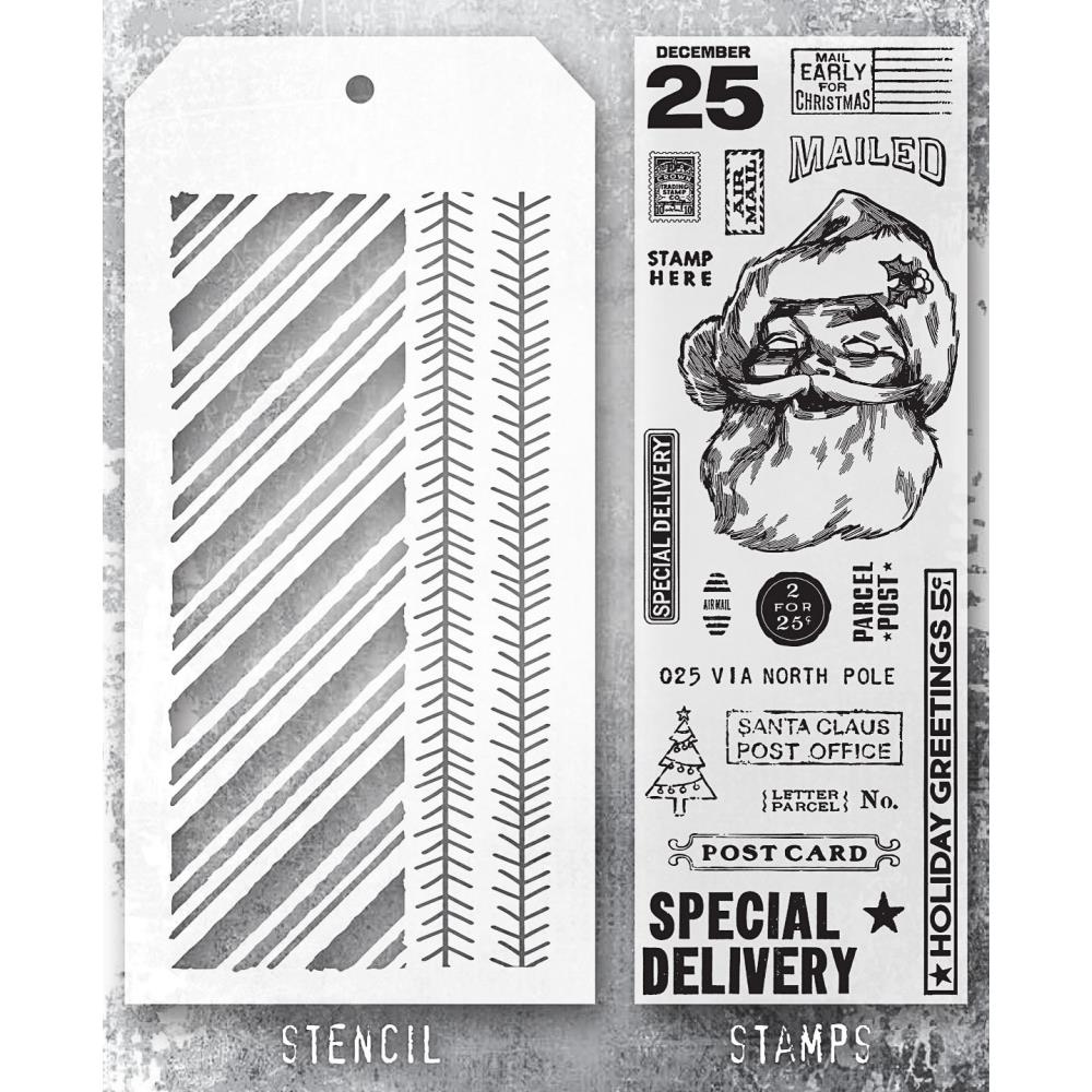 Tim Holtz Mixed-Media Stamps & Stencil Set -   Set #54 