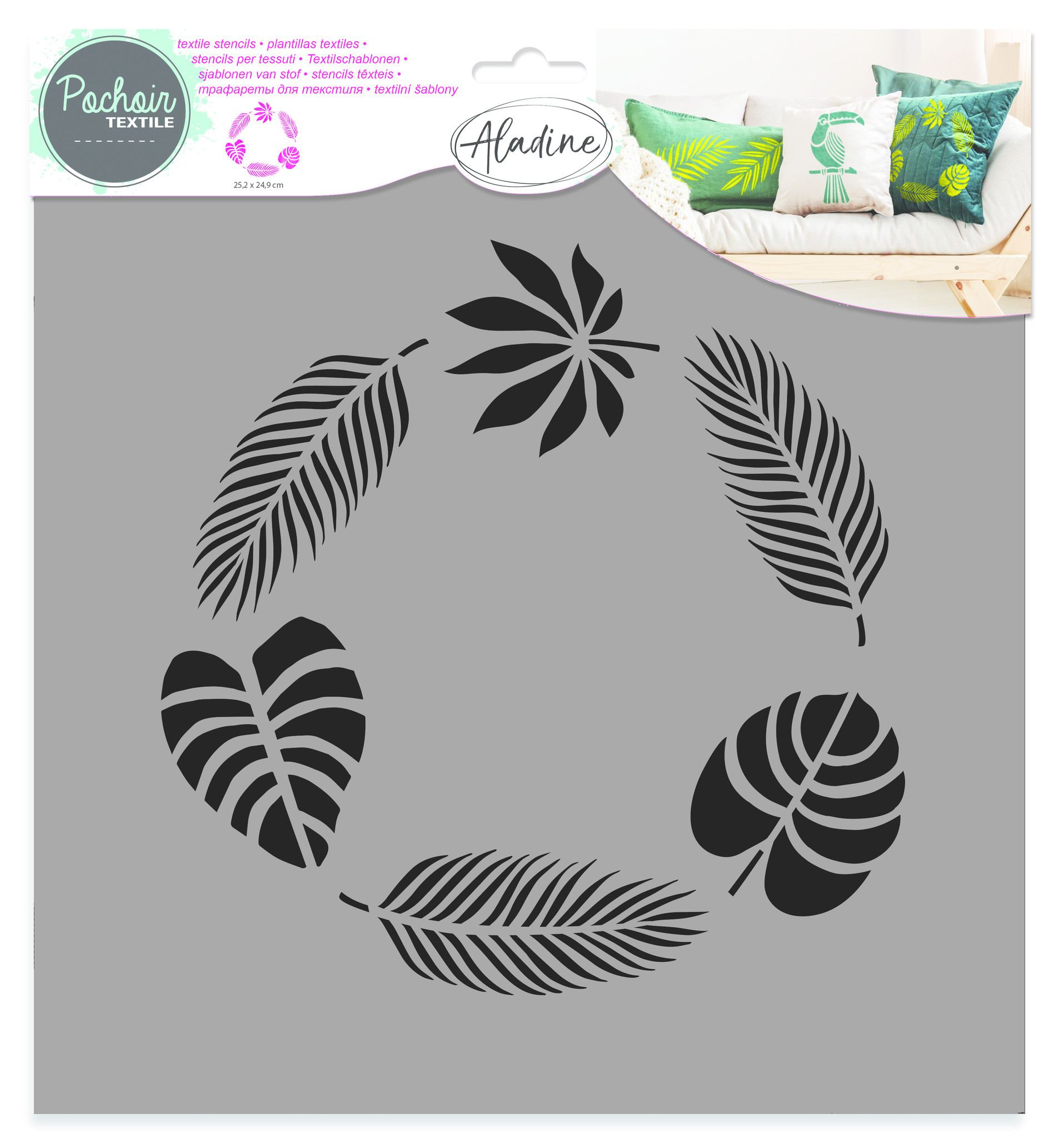 aladine-textile-stencil-jungle-wreath-81025 aladine-textile-stencil-jungle-wreath-81025