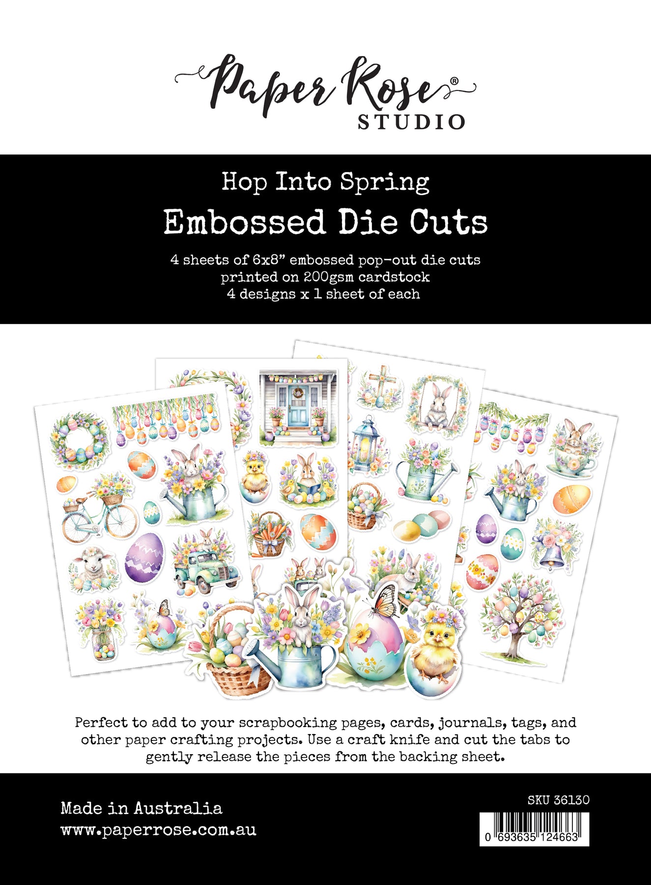 Paper Rose - Hop Into Spring 6 x 8" Embossed Die Cuts