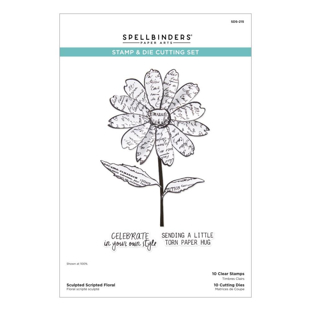 Spellbinders - Clear Stamp & Die Set by Wendy Vecchi - Beautifully Imperfect, Scripted Floral 