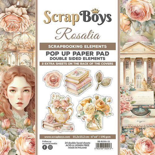 Scrapboys POP UP Paperpad double sided elements - Rosalia  6x6"