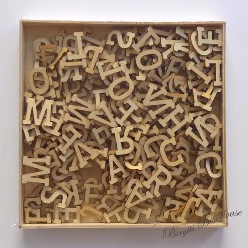 Holzornamente Box Alphabet groß 250 tlg