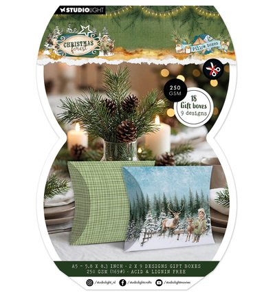 Studio Light - Geschenkbox-Papierblock – Pillowbox Christmas Forest Nr. 480