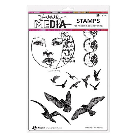 Ranger - Dina Wakley MEdia Cling Stamps Let It Fly