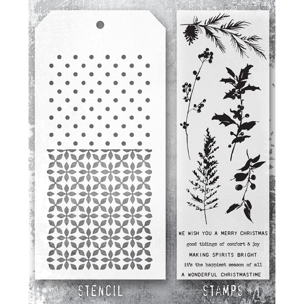 Tim Holtz Mixed-Media Stamps & Stencil Set -  Set #55 